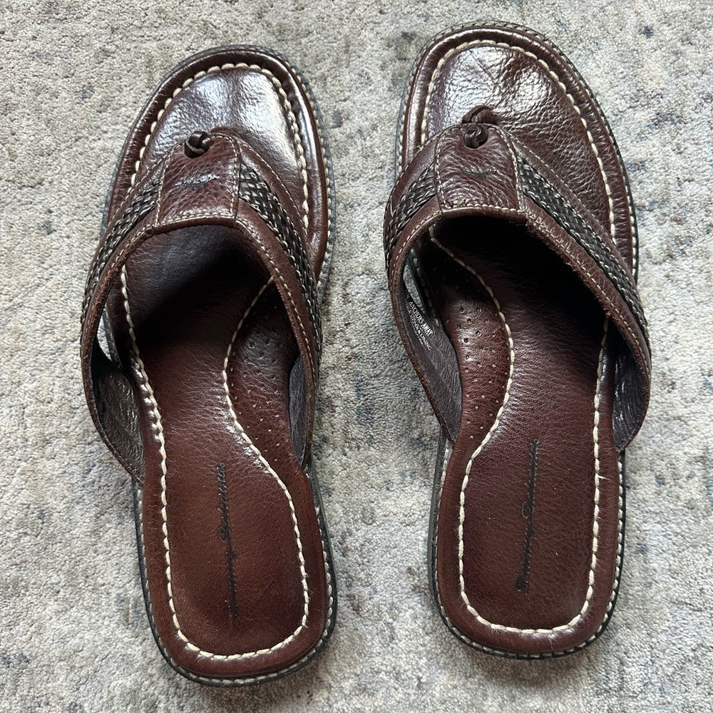 Tommy Bahama Dark Brown Anchors Away Leather Sandals